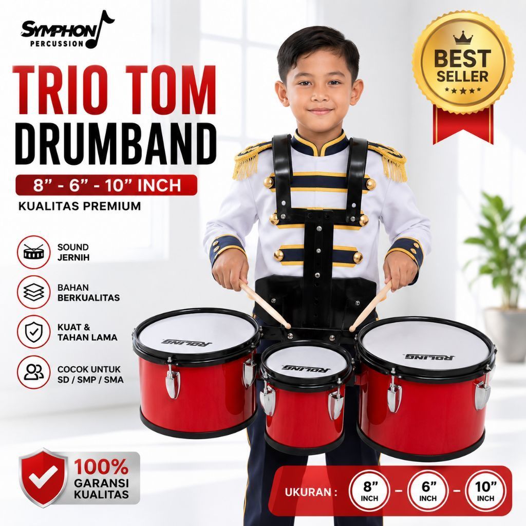 Trio Tom Drumband/Trio Tom Marching Band Anak Sekolah Untuk Sd/Smp Berkualitas