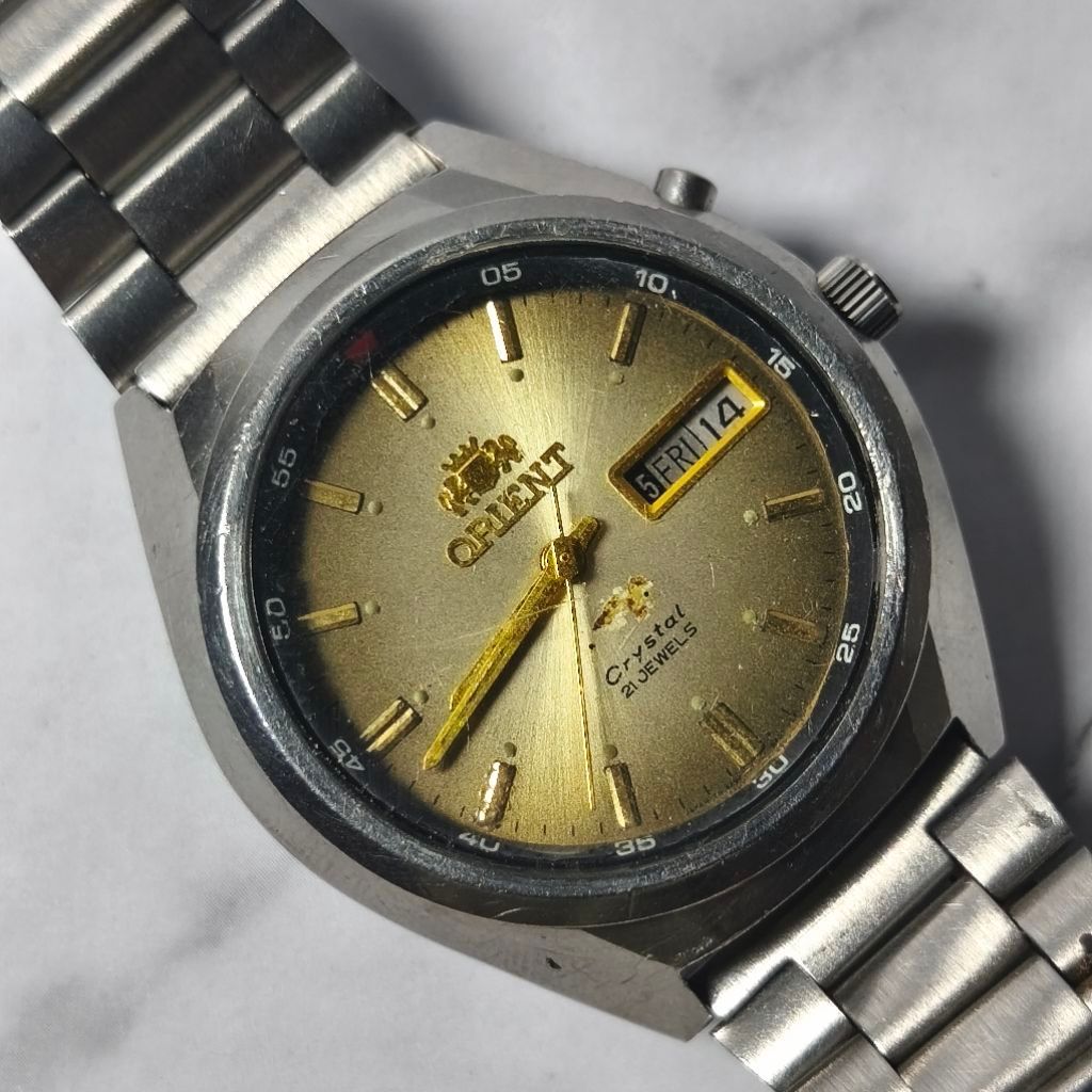 ORIENT AAA Crystal 469640 Gold Gradient Automatic - Jam Tangan Pria Vintage Original Antik Rare