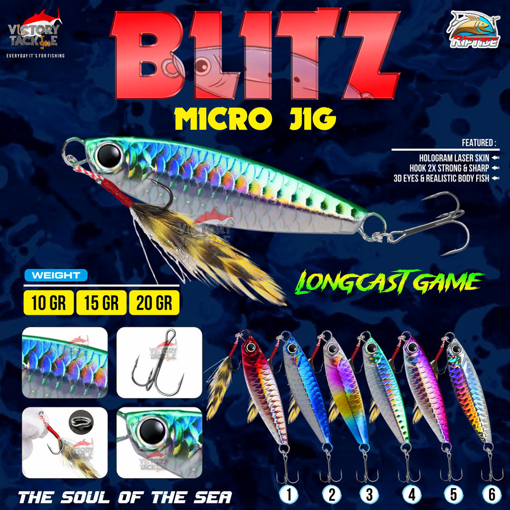 UMPAN PANCING METAL JIG RIPTIDE BLITZ MICRO JIG LONGCAST GAME 10G 15G 20G 30G RIPTIDE BLITZ MICRO JI