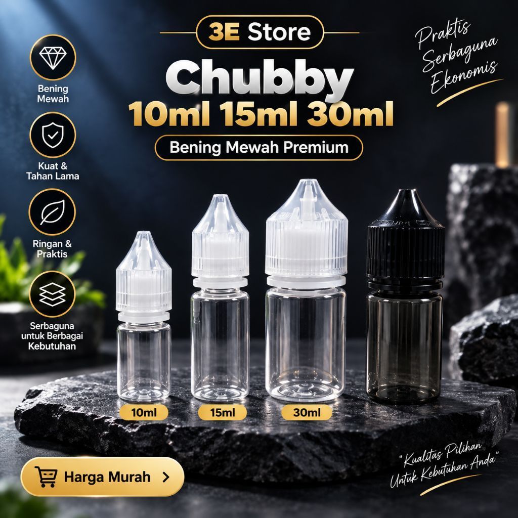 Botol Chubby 10ml 15ml 30ml 10 ml 15 ml 30 ml V4 Unicorn Gorilla GOOD QUALITY Botol Tetes Botol Esse