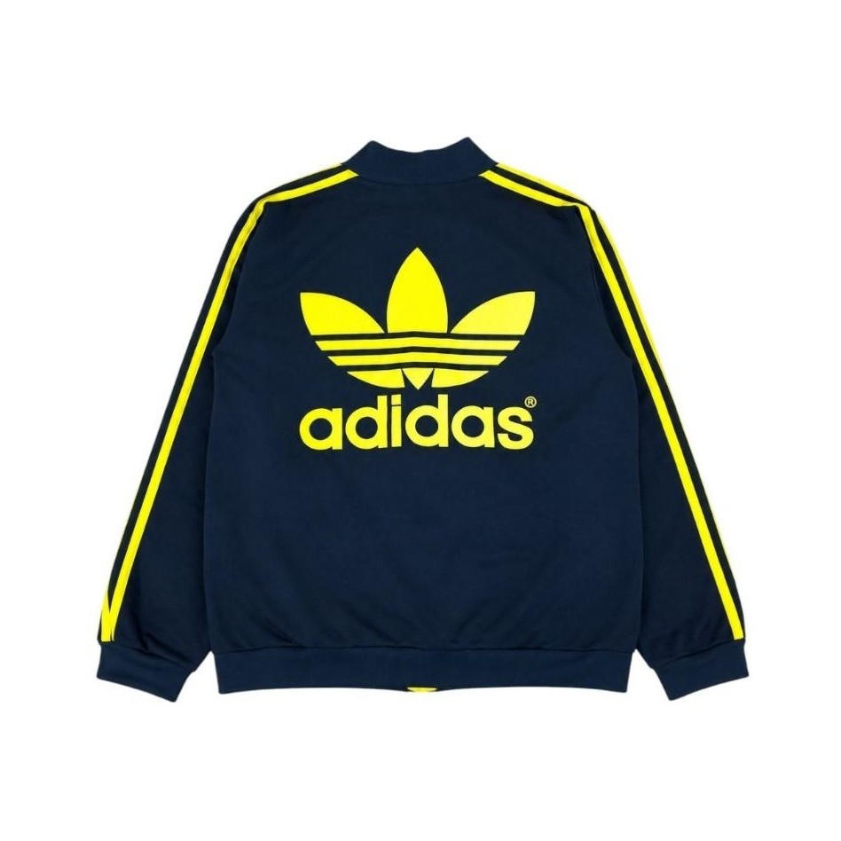 Vintage 90's Adidas Originals Firebird Big Logo Tracktop Jacket (JASPO 98-6) Navy Blue