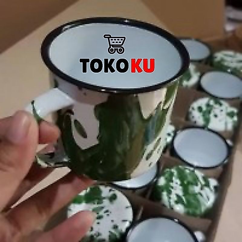 CANGKIR ENAMEL LURIK 7 CM/CANGKIR SENG KALENG JADUL/BLIRIK BLURIK/GELAS SOUVERNIR *LURIK*