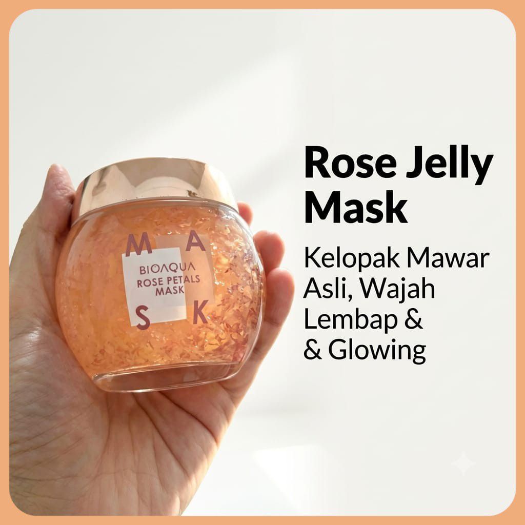BIOAQUA Rose Petals Mask 120g - Masker Wajah Gel Kelopak Mawar Asli Melembapkan Kulit (no box)