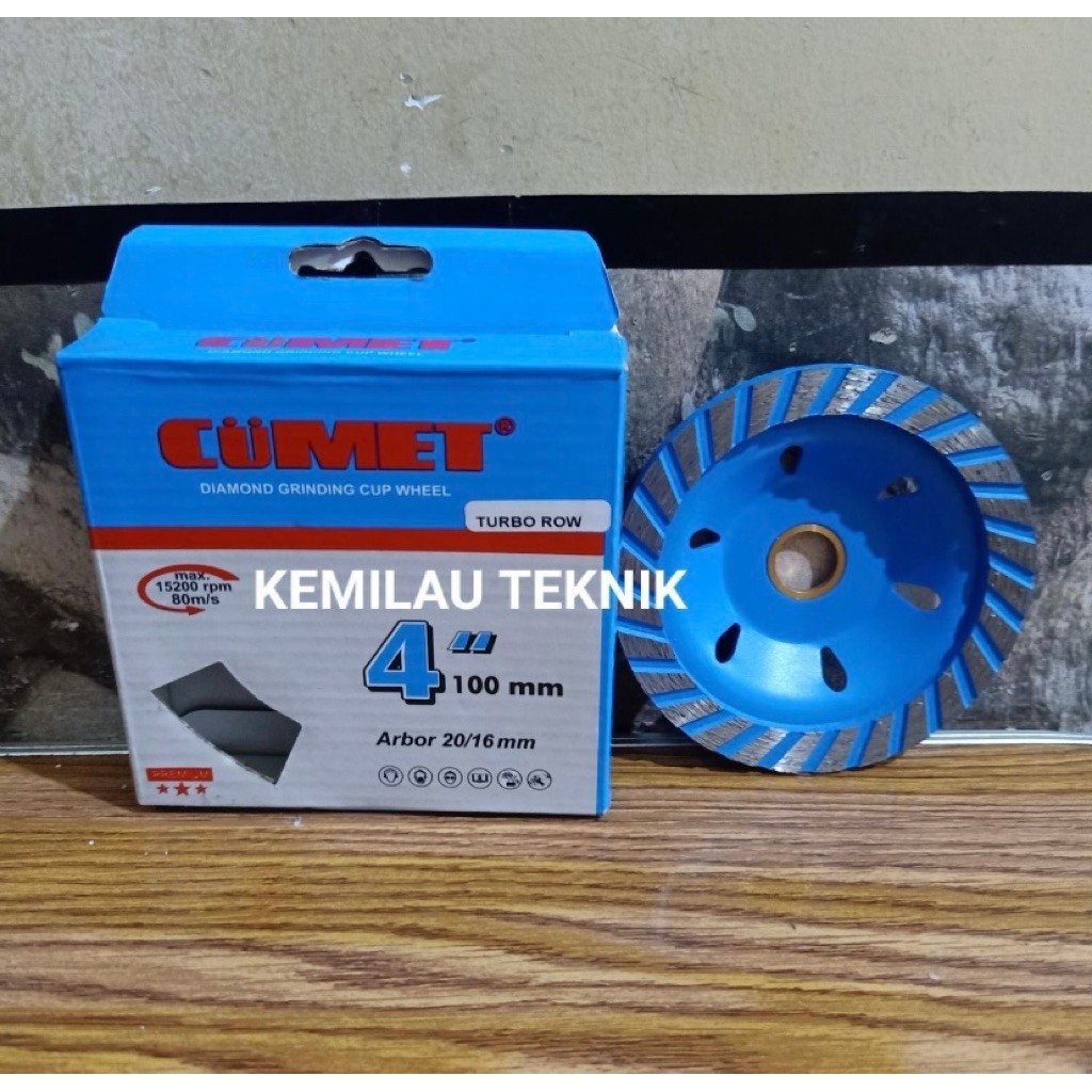 Mata Diamond Cup Grinding Wheel TURBO ROW 4 inch CUMET Germany 4” Mesin Gerinda Poles Beton Batu