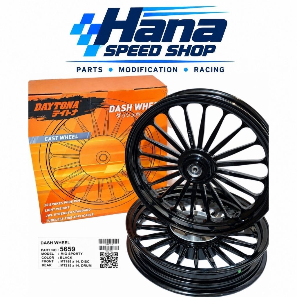 VELG RACING YAMAHA MIO DAYTONA PALANG 20 BLACK RING 14 VELG MOTOR