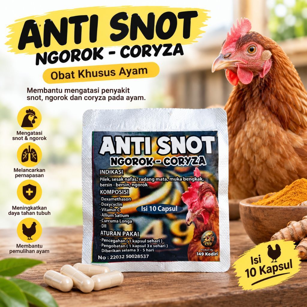 OBAT AYAM SAKIT SNOT NGOROK DAN CORYZA ANTI SNOT AYAM