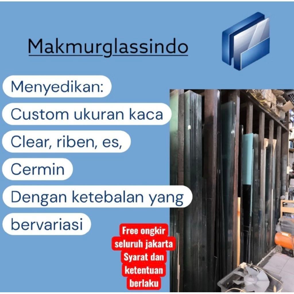 Custom ukuran kaca tebal 10mm clear / bening