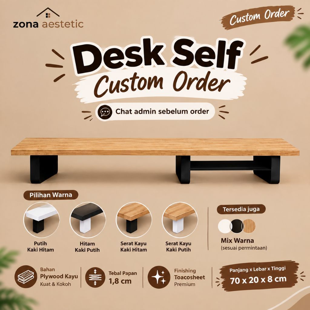 DESK SELF stand monitor CUSTOM ORDER Dudukan monitor minimalis