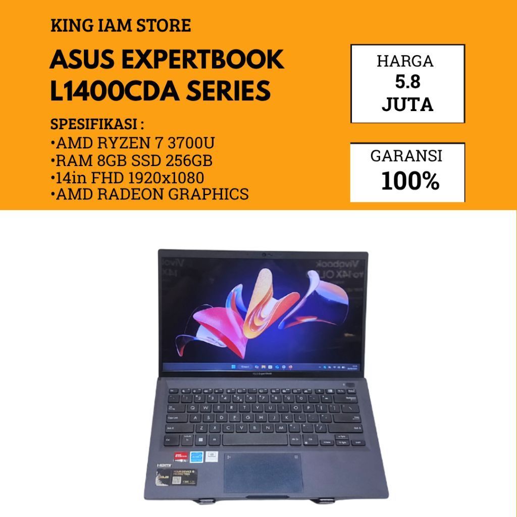 ASUS EXPERTBOOK L1400CDA AMD RYZEN 7 3700U RAM 8GB SSD 256GB LAYAR FHD | KING IAM STORE LAPTOP ID LA
