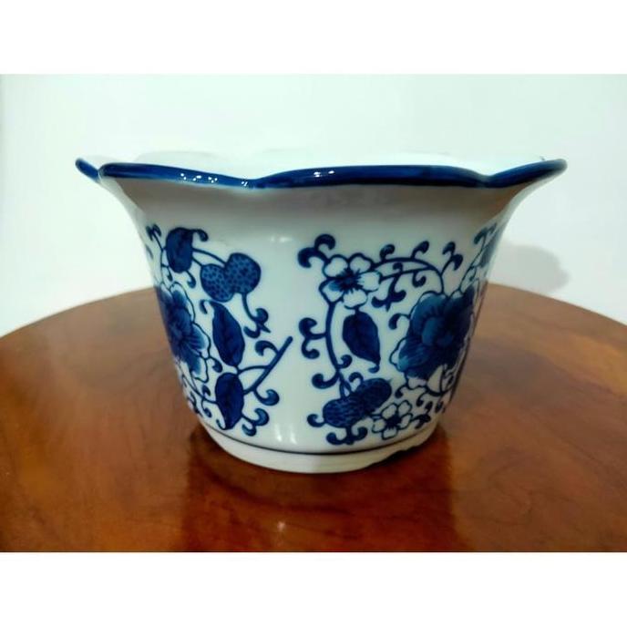 Keramik Pajangan Pot Bunga Gelombang Batik Besar TAS