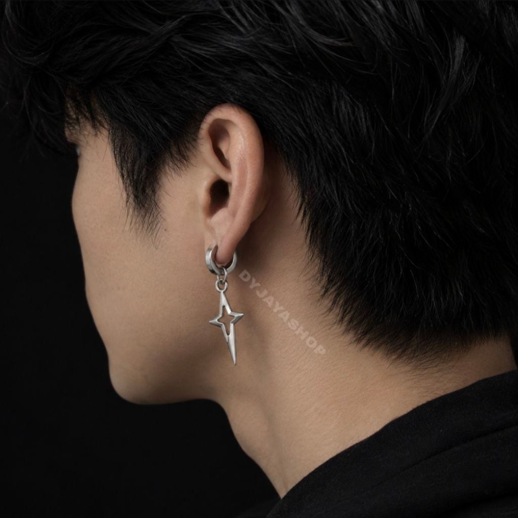 Anting Jepit pria anting tindik pria wanita anting gantung korea