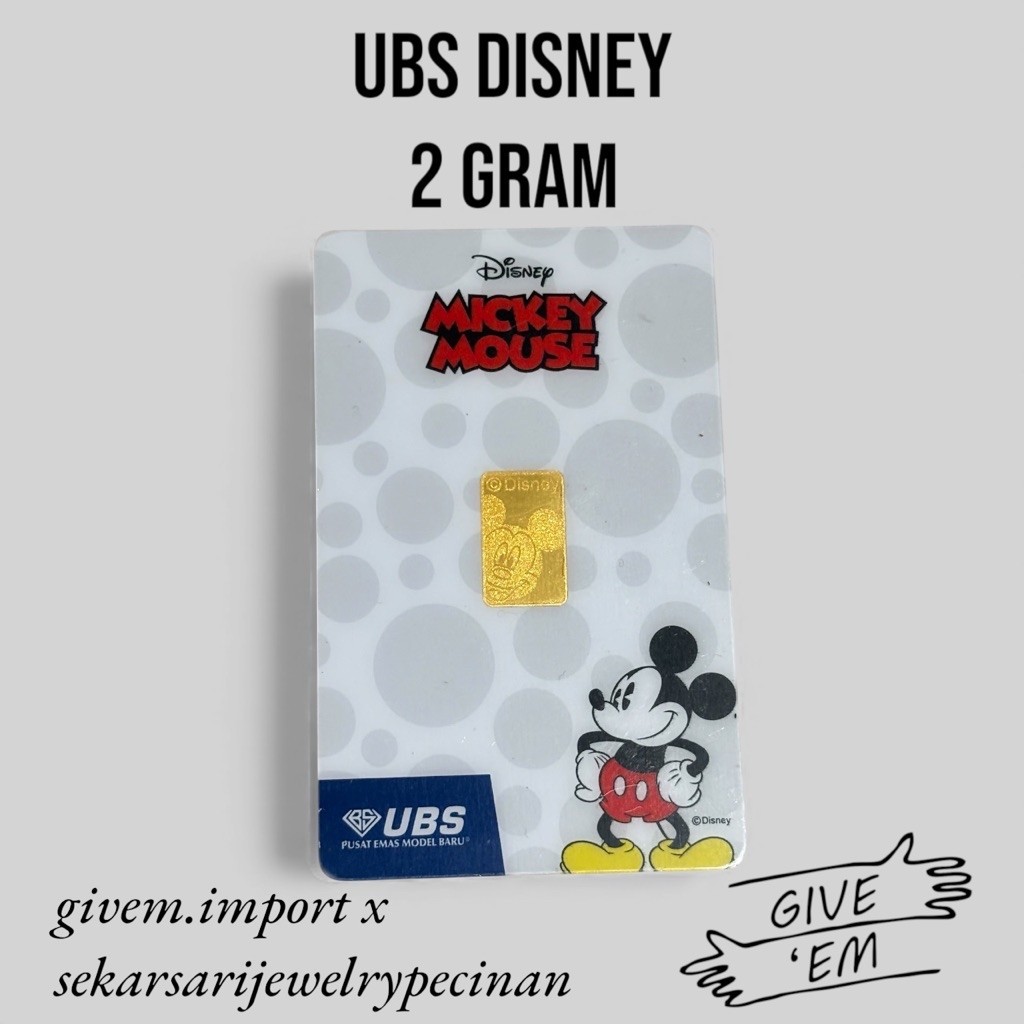 2 Gram LM Logam Mulia Emas UBS Disney Mickey Mouse Sertifikat