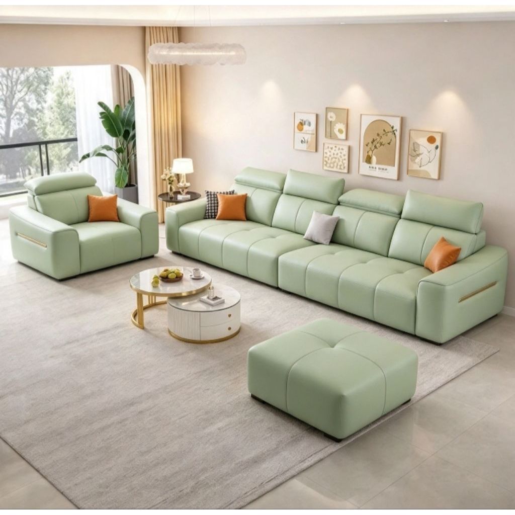 Sofa Set Modern Minimalis Susunan Sofa panjang+ Sofa single + sofa Ottoman GRATIS ONKIR