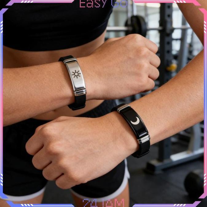 ALONLEYY 2pcs Gelang Bulan Dan Matahari Gelang Couple Matahari Dan Bulan Ukuran Adjustable Gelang Bi