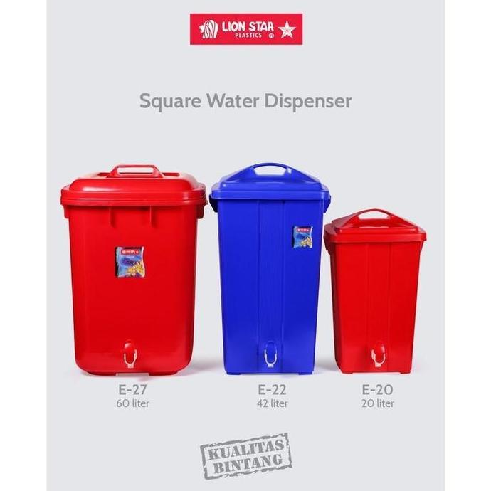 MICTON Lion Star E-20 Square Water Dispenser 20 Liter Ember Baskom Tempat Cuci Tangan Keran Kran Ton