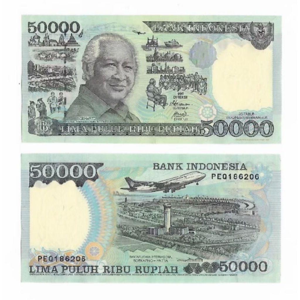 Uang Kertas Kuno Indonesia 50000 Rupiah Soeharto Non Polimer