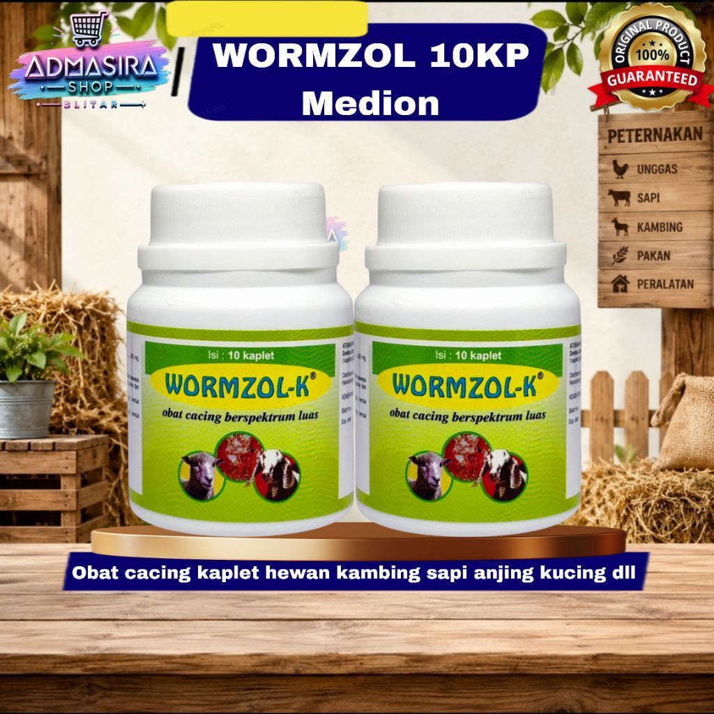 Obat Cacing Kambing WORMZOL K 10 KAPLET MEDION - Obat Cacing Domba Kambing
