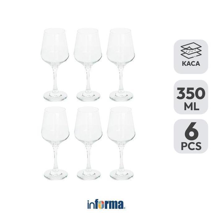 new Informa Libbey Brilliance Gelas Wine Kaca 350 ml Set 6 pcs Transparan Wine Glass Stem Goblet Gel