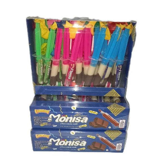 Pilihan - Monisa Coklat Susu Motif Suntikan +Balon Isi 30 Pcs - Chocolate Milk Pasta - Lianggui Maka