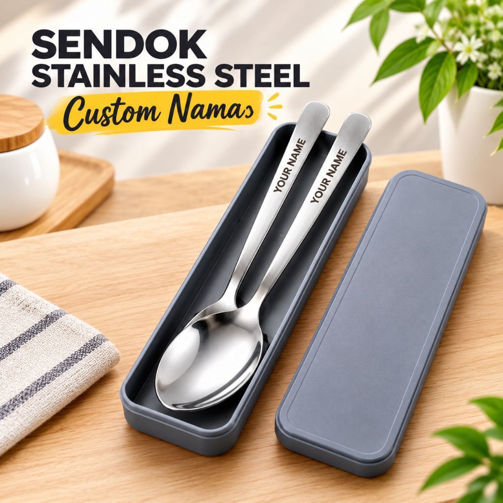 MDA Custom (Satuan) Sendok Garpu Free Grafir Nama Sendok Portabel Custom Nama Stainless Steel