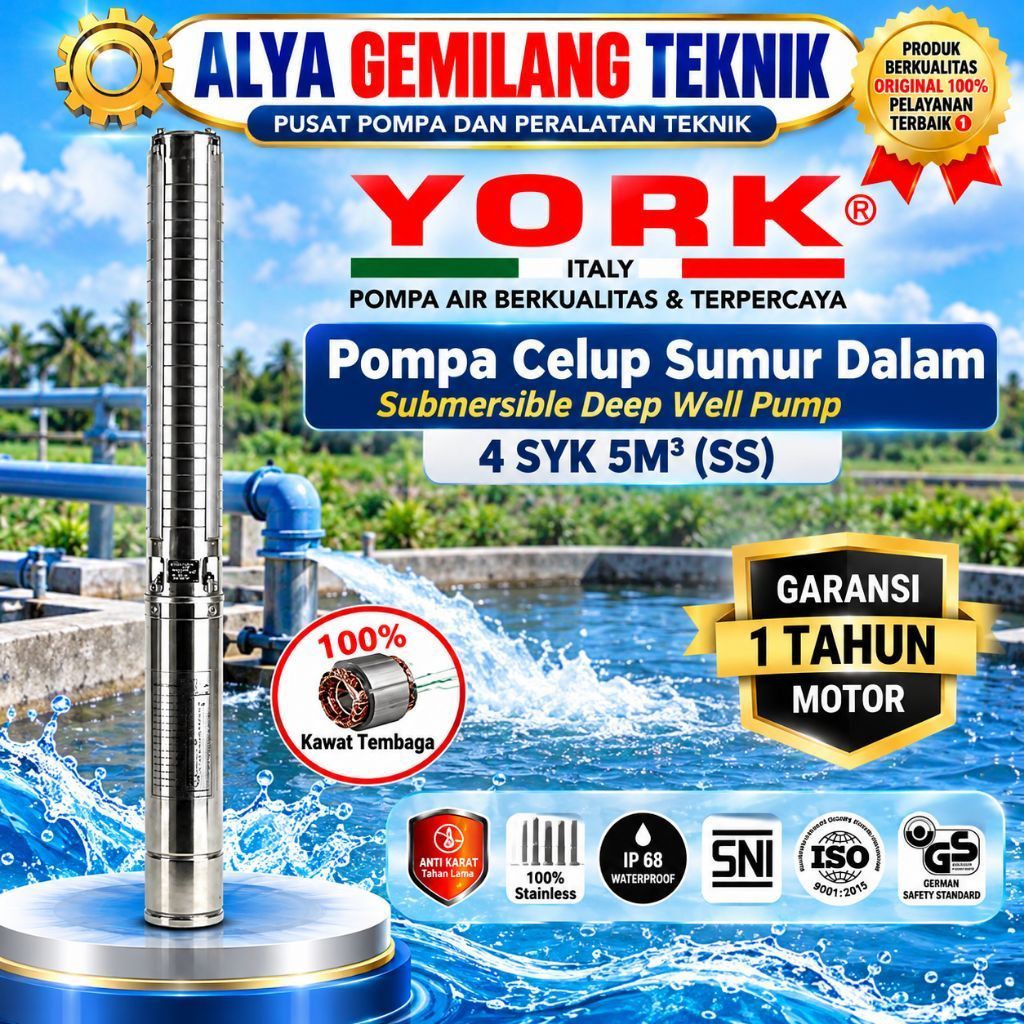 Pompa Satelit YORK 4 SYK 5-25 SS 3HP 1phase Pump SUBMERSIBLE YORK
