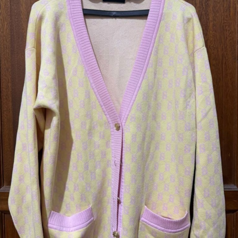 preloved signature monogram cardigan buttonscarves