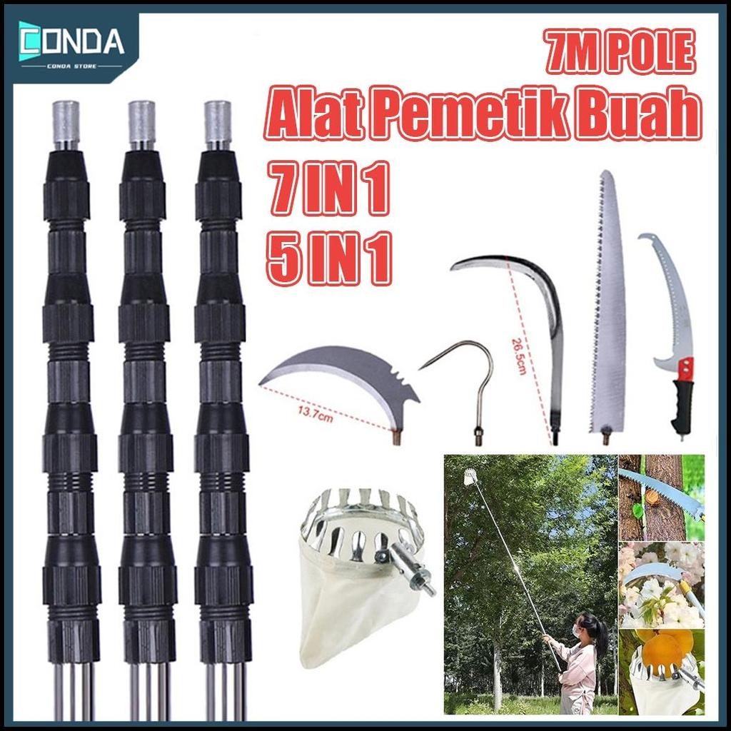 7M 7/5In1/Alat Pemetik/Buah Alat Berkebun Pemetik/Buah Tongkat Teleskopik/Tongkat Pemetik Buah Alat 
