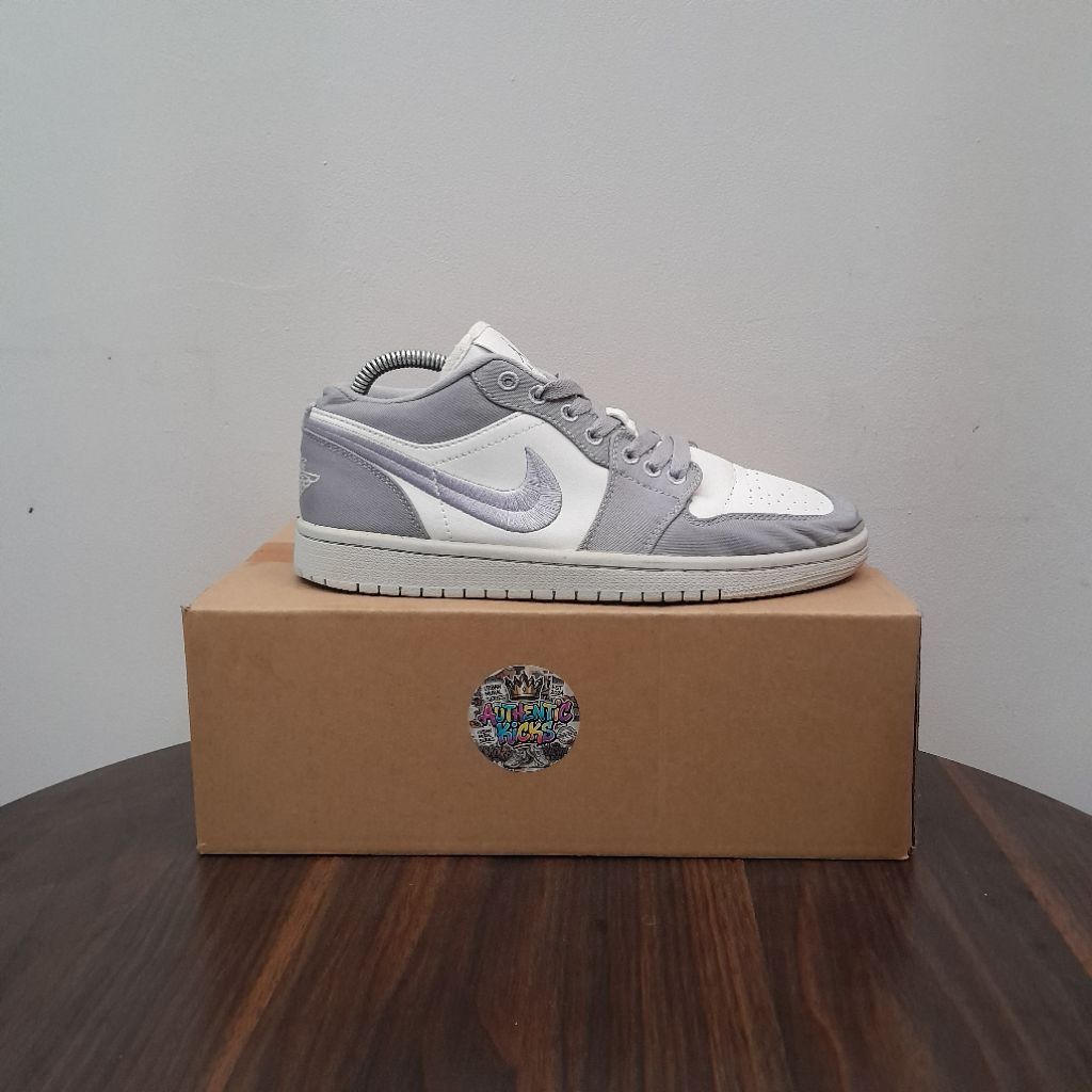 Sepatu Second Casual Air Jordan 1 Low Canvas Grey White Size 41 26 cm