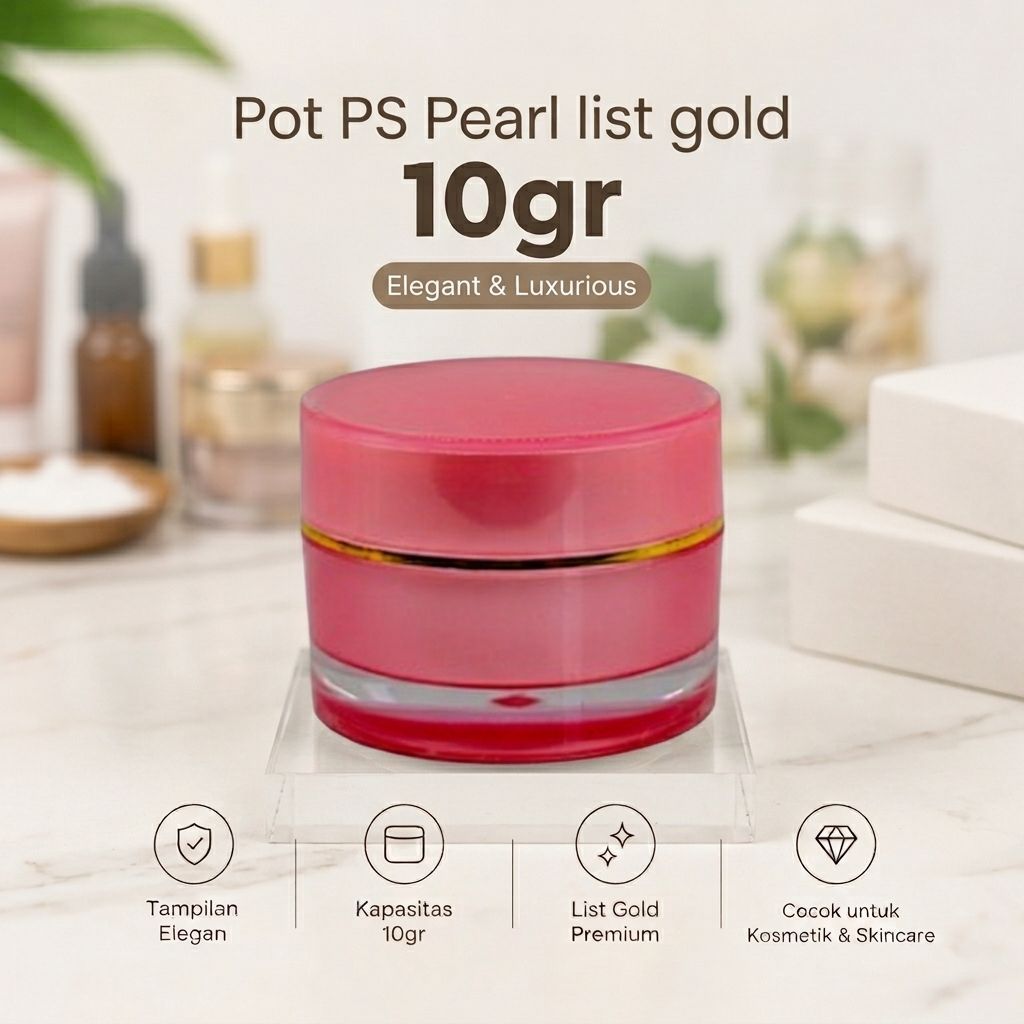 Pot PS Pink List Gold 10 gr Untuk Skincare Tampilan Elegan