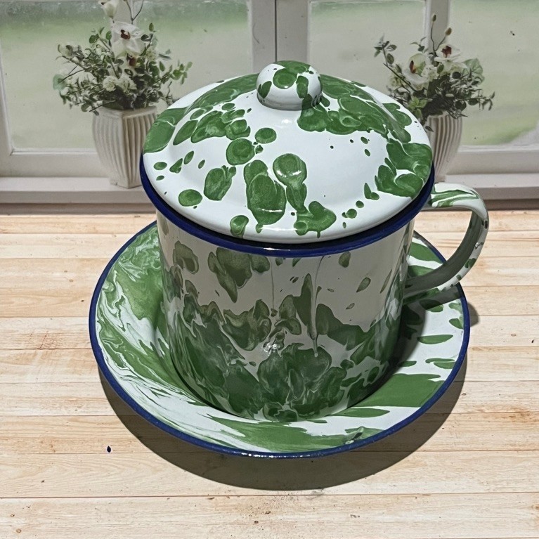 Set Mug Enamel Plus Tutup Dan Lepek Blirik mug 8 cm