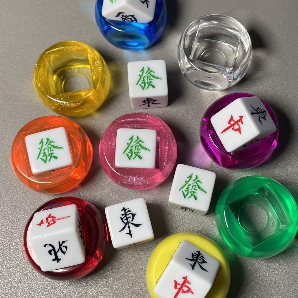 TERLARIS Koin Mahjong Warna-warni dengan Dadu Karakter Mandarin untuk Mainan Tebak Tebak