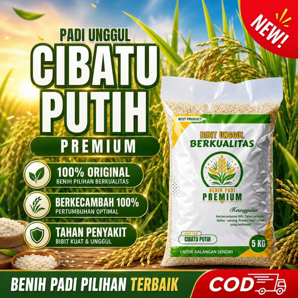 benih padi unggul CIBATU PUTIH kemasan 5kg original benih padi berkualitas