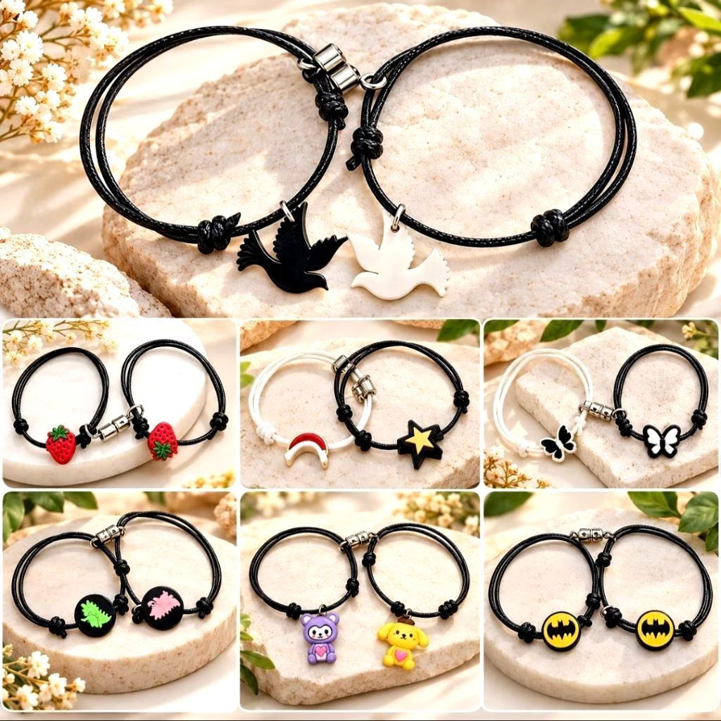 12 pcs gelang couple karet gelang 6 pasangan magnet