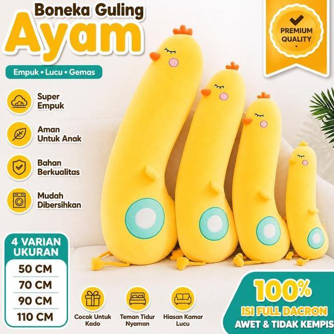 RumahBantal - Bantal Boneka Guling Ayam Bobo Tinggi 70cm & 50cm Berlabel SNI Mainan Anak Dewasa Supe