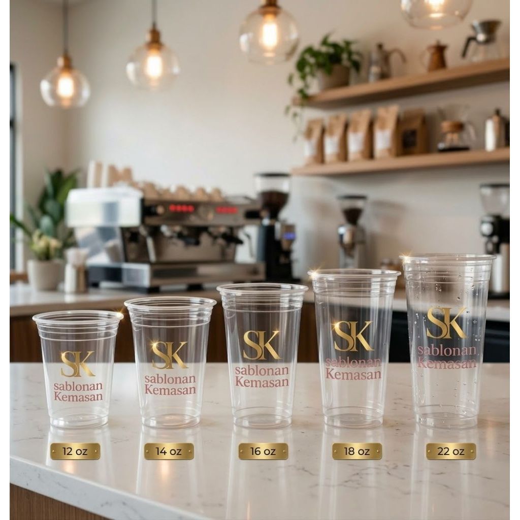 Sablon Cup Gelas 12 Oz Datar, 14 Oz Datar, 16 Oz Datar, 18 Oz Datar, 22 Oz Datar /Oval