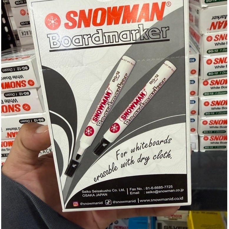 Spidol Snowman Board Bisa Dihapus 1 Pack isi 12