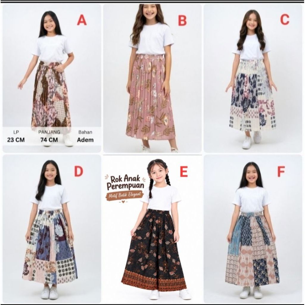 Rok anak perempuan remaja motif bunga korea