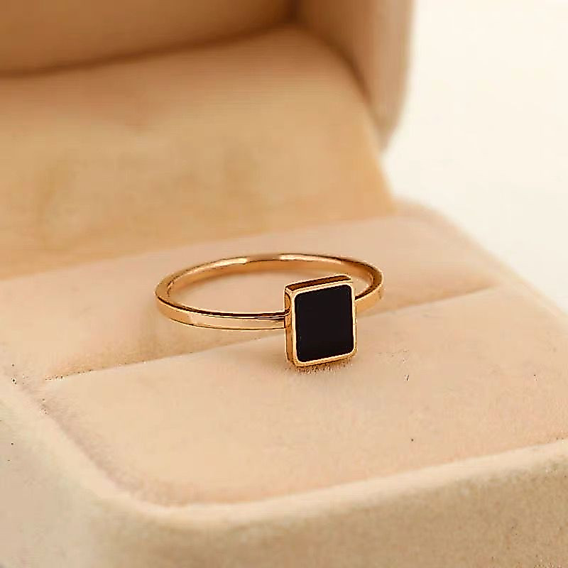 BESTPROMO set gelang dan cincin kotak hitam permata 1 titanium