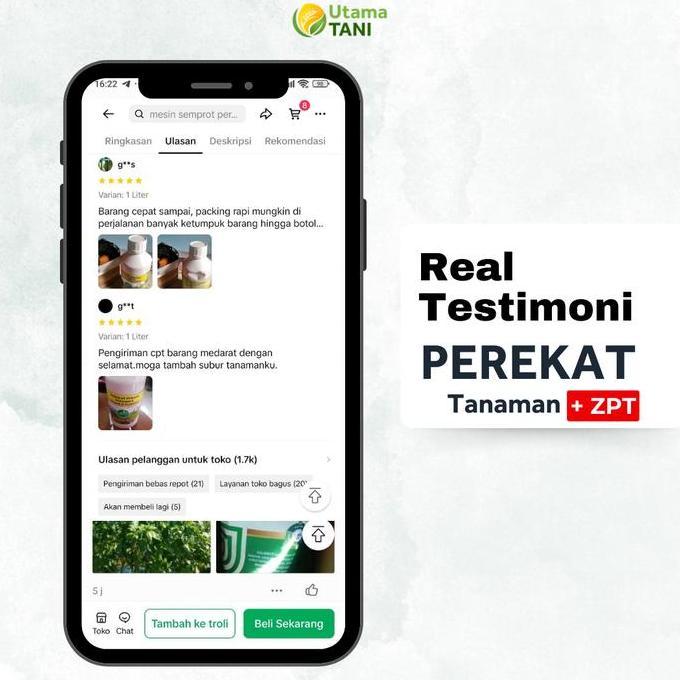 Perekat Perata Pestisida Insektisida Bakterisida Obat Pertanian Plus ZPT Tanaman - Mitra Tani 1 Lite