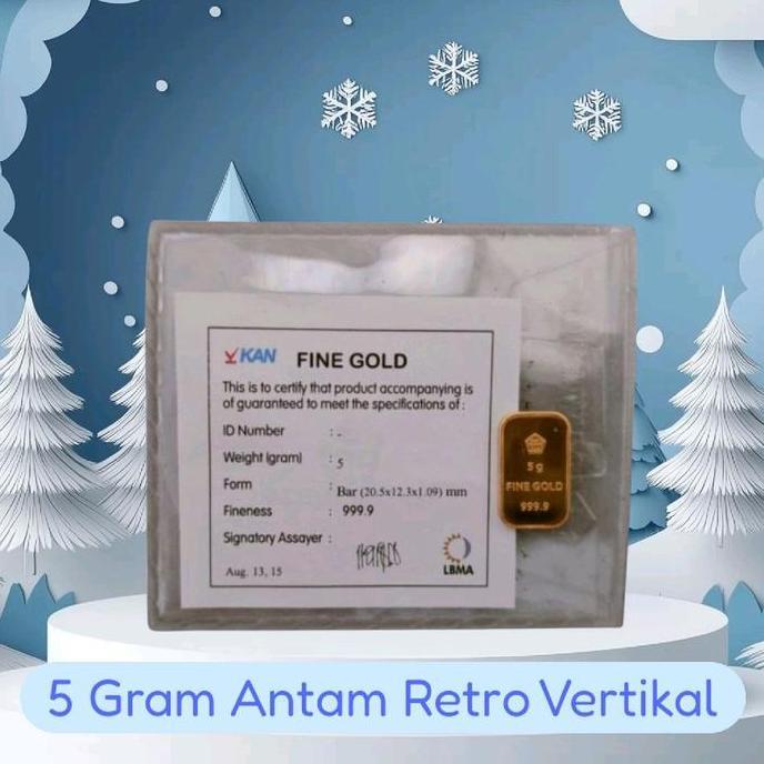 Terlaris Logam Mulia Emas 5 Gram Antam Retro Vertikal