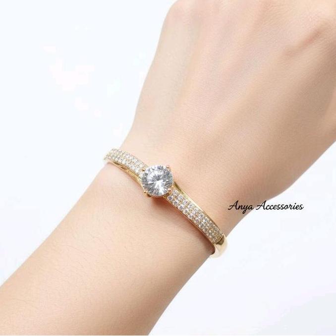 Gelang Fashion Permata Zirconia Plating Rhodium Gold