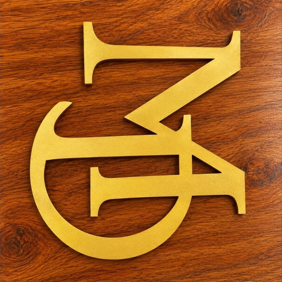 Huruf kayu timbul inisial Monogram