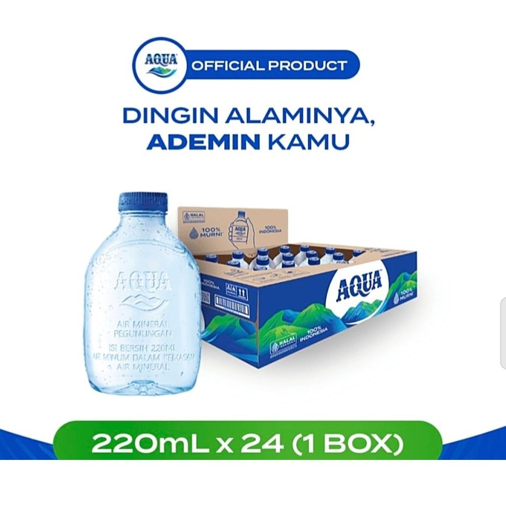 Air Mineral AQUA Botol Mini 220ml 24 Botol