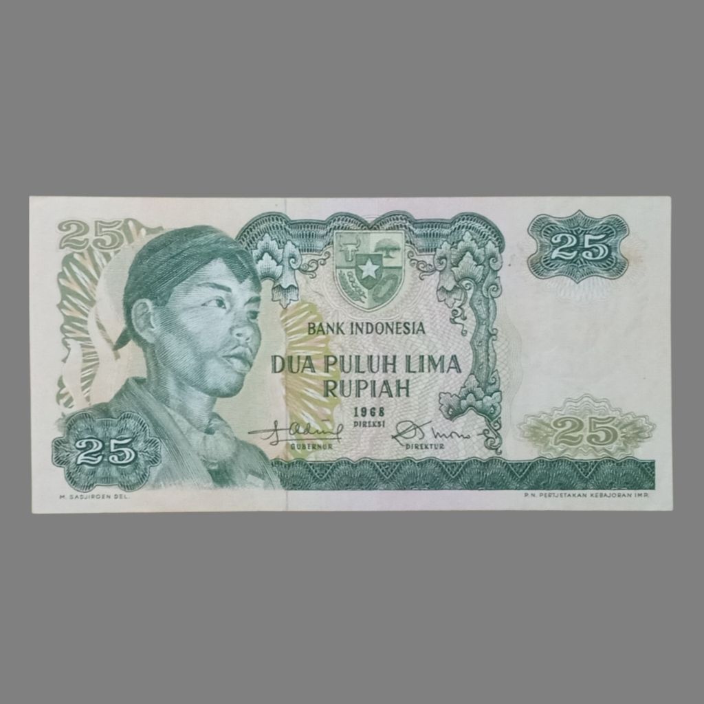 Uang Kuno 25 Rupiah Sudirman tahun 1968