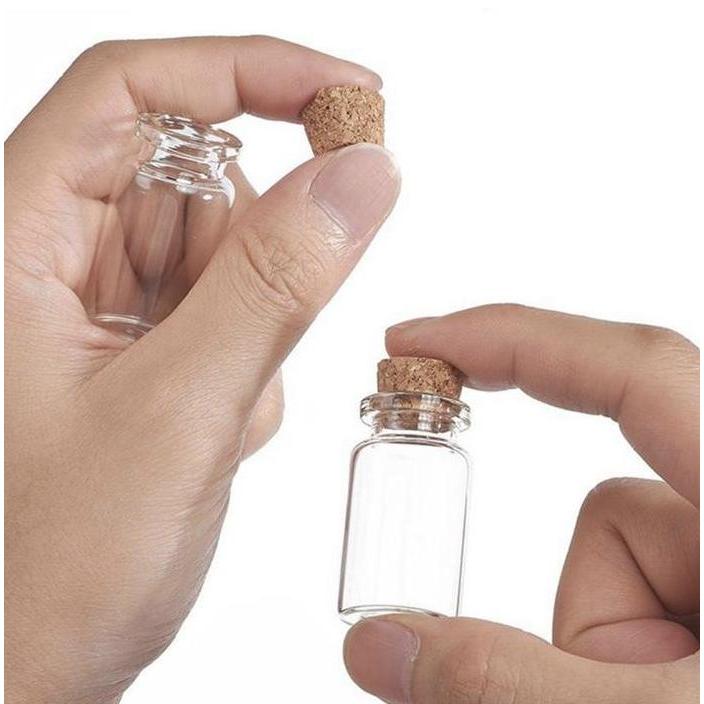 Botol Gelas Kaca Tutup Kayu - Wave Kotak Rosario Tempat Kalung + Tutup Kayu Botol Hiasan / Souvenir 