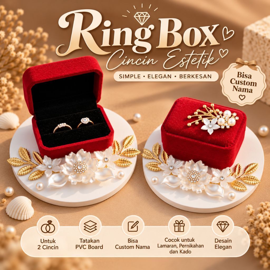 Ring Box Cincin Mewah Siap Kirim/Kotak Cincin Bludru
