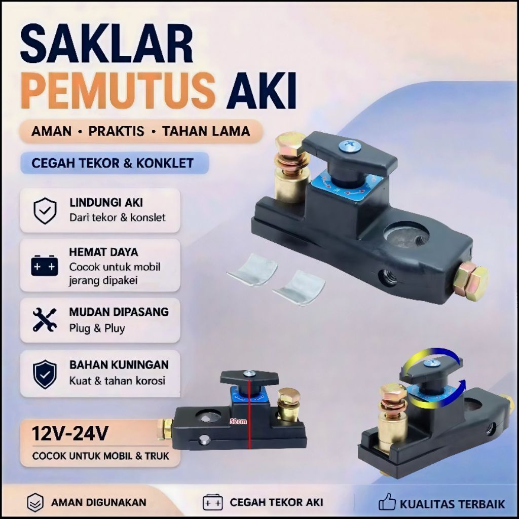 LASTONE Switch Saklar ON OFF Aki mobil Tuas Sakelar Pemutus Arus Listrik Disconnect Aki 12V/24V
