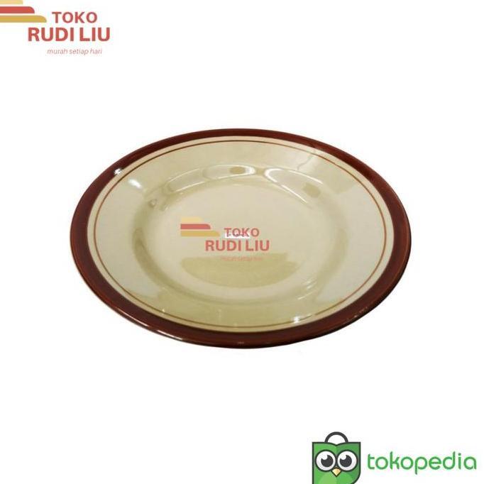 PREMIUM Piring Keramik Coklat 8inchi lis / Piring Makan lucky isi12/1lusin