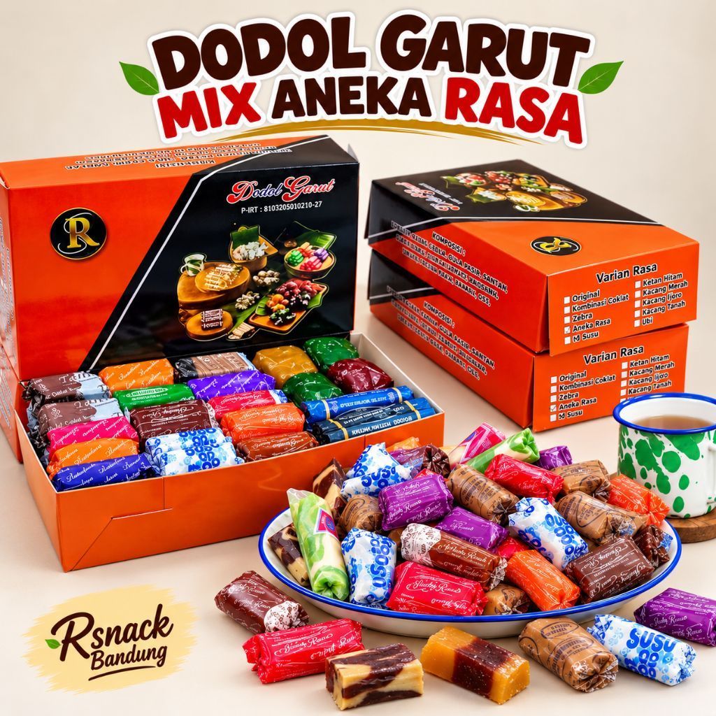 Dodol garut box varian mix aneka rasa1kg-dodol garut campur oleh oleh bandung