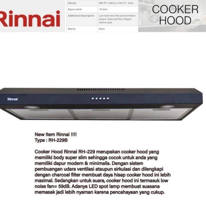 TERMURAH - Cooker Hood Rinnai 90cm 229B